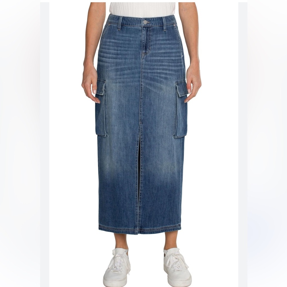 Liverpool Blue Denim Maxi Skirt